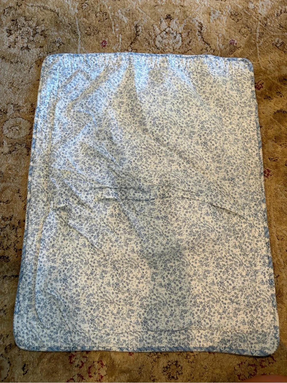 Trio 3 Blue and White Patchwork Quilted pillow Shams- Floral & Gingham